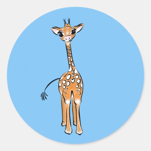 Giraffe, safari-dieren ronde sticker (Voorkant)