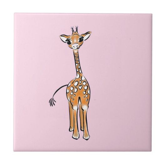 Giraffe, safari-dieren tegeltje (Voorkant)