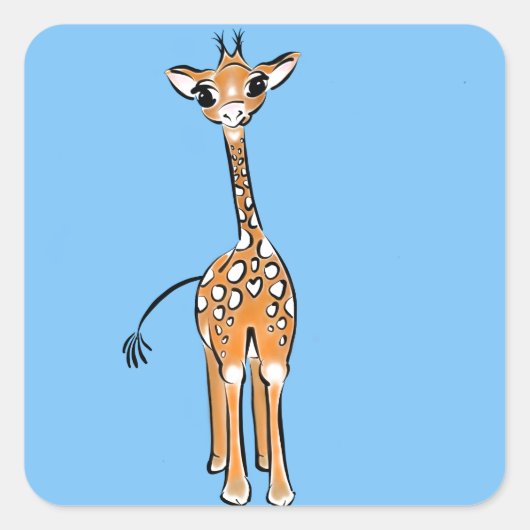 Giraffe, safari-dieren vierkante sticker (Voorkant)