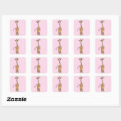Giraffe, safari-dieren vierkante sticker (Vel)