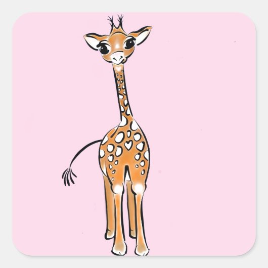 Giraffe, safari-dieren vierkante sticker (Voorkant)