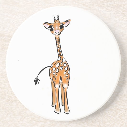 Giraffe, safari-dieren zandsteen onderzetter (Voorkant)