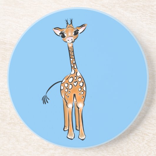 Giraffe, safari-dieren zandsteen onderzetter (Voorkant)
