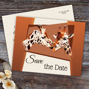 Giraffe Safari Dierenpark Save the Date Ansichtkaa Aankondigingskaart