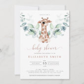 Giraffe Safari Eucalyptus Watercolor Baby Shower Kaart (Voorkant)