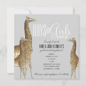 giraffe safari GENDER REVEAL twin baby shower Invi Kaart (Voorkant)