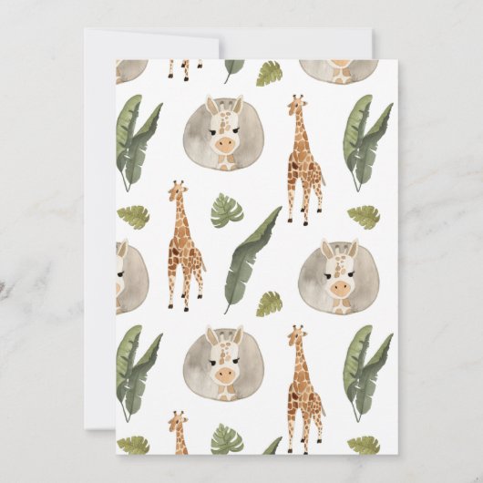 Giraffe Safari Genderneutraal Baby shower per post Kaart (Achterkant)