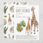 Giraffe Safari Genderneutraal Baby shower per post Kaart (Voorkant / Achterkant)
