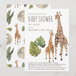 Giraffe Safari Genderneutraal Baby shower per post Kaart