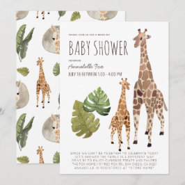 Giraffe Safari Genderneutraal Drive-by Baby shower Kaart