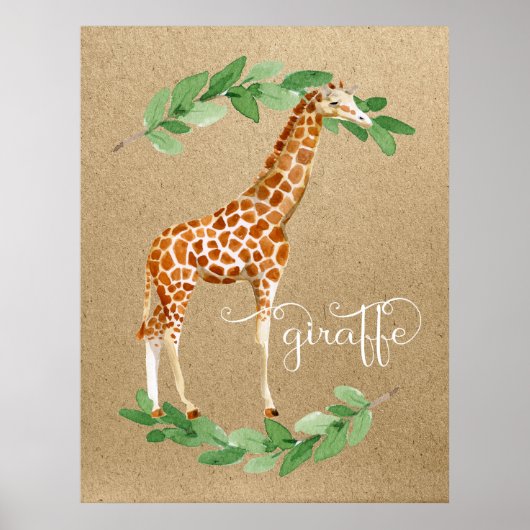Giraffe Safari Geslachtsneutrale Kinderkamer Kunst Poster (Voorkant)