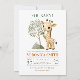 Giraffe Safari Jungle Baby Shower Kaart