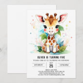 Giraffe Safari Magic Adventure Verjaardagsuitnodig Kaart (Voorkant / Achterkant)