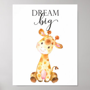 Giraffe Safari Nursery Wall Art Baby Gift Animals Poster