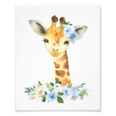 Giraffe, Safari, Oerwoud, Blue Flowers, Boy Nurser Foto Afdruk (Voorkant)