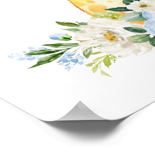 Giraffe, Safari, Oerwoud, Blue Flowers, Boy Nurser Poster (Hoek)