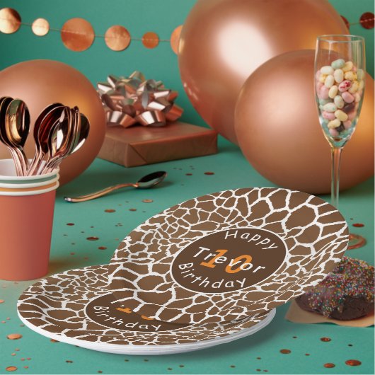 Giraffe safari over verjaardag papieren bordje (Multi)