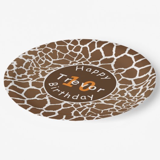 Giraffe safari over verjaardag papieren bordje (Gekanteld)