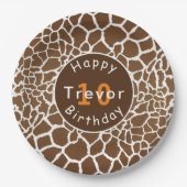 Giraffe safari over verjaardag papieren bordje (Voorkant)