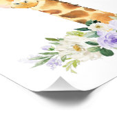 Giraffe, Safari, paarse bloemen, genderneutraal Foto Afdruk (Hoek)