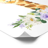 Giraffe, Safari, Paarse Bloemen, Geslachtsneutraal Poster (Hoek)