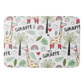 Giraffe Safari - palmboom, regenboog, doodle Badmat (Voorkant)