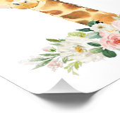 Giraffe, Safari, roze bloemen, meisjessery Foto Afdruk (Hoek)