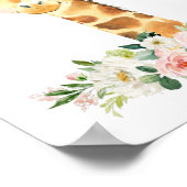Giraffe, Safari, roze bloemen, meisjessery Poster (Hoek)
