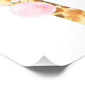 Giraffe, Safari, roze bubble gum, Girl Nursery Foto Afdruk (Hoek)