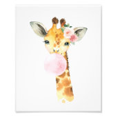 Giraffe, Safari, roze bubble gum, Girl Nursery Foto Afdruk (Voorkant)