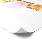 Giraffe, Safari, Roze Kauwgom, Meisjeskamer Poster (Hoek)