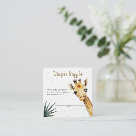 Giraffe Safari Sage Groene Luier Raffle Ticket Informatiekaartje (Staand voorkant)