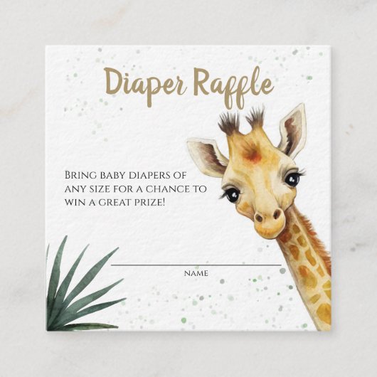 Giraffe Safari Sage Groene Luier Raffle Ticket Informatiekaartje (Voorkant)