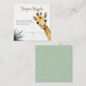 Giraffe Safari Sage Groene Luier Raffle Ticket Informatiekaartje (Voorkant / Achterkant)