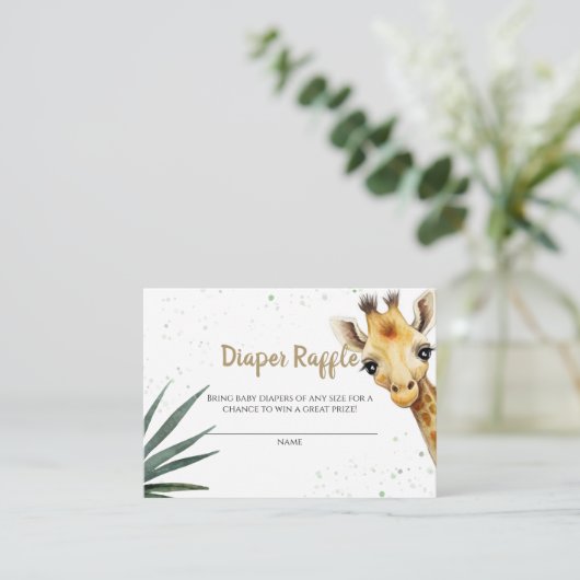 Giraffe Safari Sage Groene Luier Raffle Ticket Informatiekaartje (Staand voorkant)