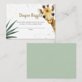 Giraffe Safari Sage Groene Luier Raffle Ticket Informatiekaartje (Voorkant / Achterkant)