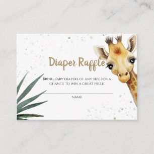 Giraffe Safari Sage Groene Luier Raffle Ticket Informatiekaartje