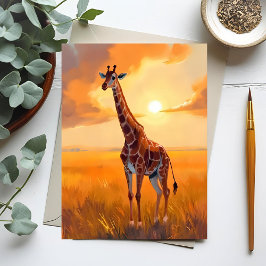 Giraffe Safari Sunset Animal Painting Briefkaart