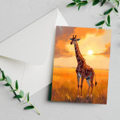 Giraffe Safari Sunset Animal Painting Briefkaart