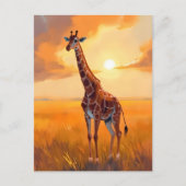 Giraffe Safari Sunset Animal Painting Briefkaart (Voorkant)