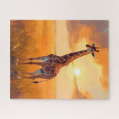 Giraffe Safari Sunset Animal Painting Legpuzzel (Horizontaal)