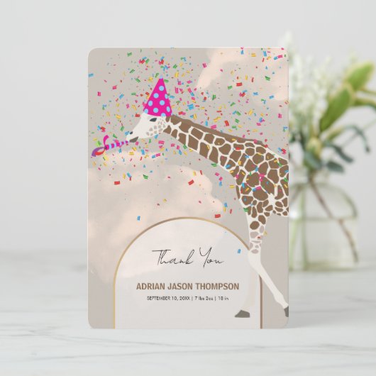 Giraffe Safari Theme Baby Foto aankondiging (Staand voorkant)