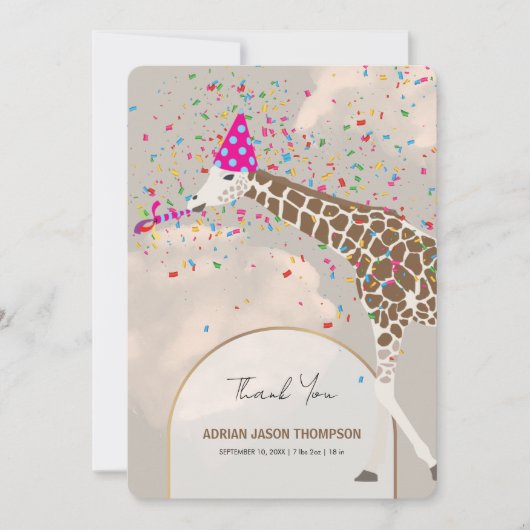 Giraffe Safari Theme Baby Foto aankondiging (Voorkant)