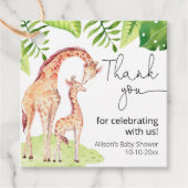 Giraffe safari tropisch groen blad baby shower bedankjes labels (Voorkant)