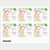 Giraffe safari tropisch groen blad baby shower vierkante sticker (Vel)