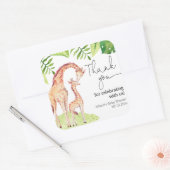 Giraffe safari tropisch groen blad baby shower vierkante sticker (Envelop)