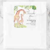 Giraffe safari tropisch groen blad baby shower vierkante sticker (Tas)