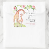 Giraffe safari tropisch meisje verlaat baby shower vierkante sticker (Tas)