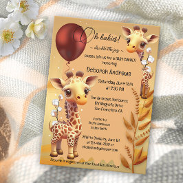 Giraffe Safari Tweeling Baby Shower Kaart