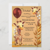 Giraffe Safari Tweeling Baby Shower Kaart (Voorkant)